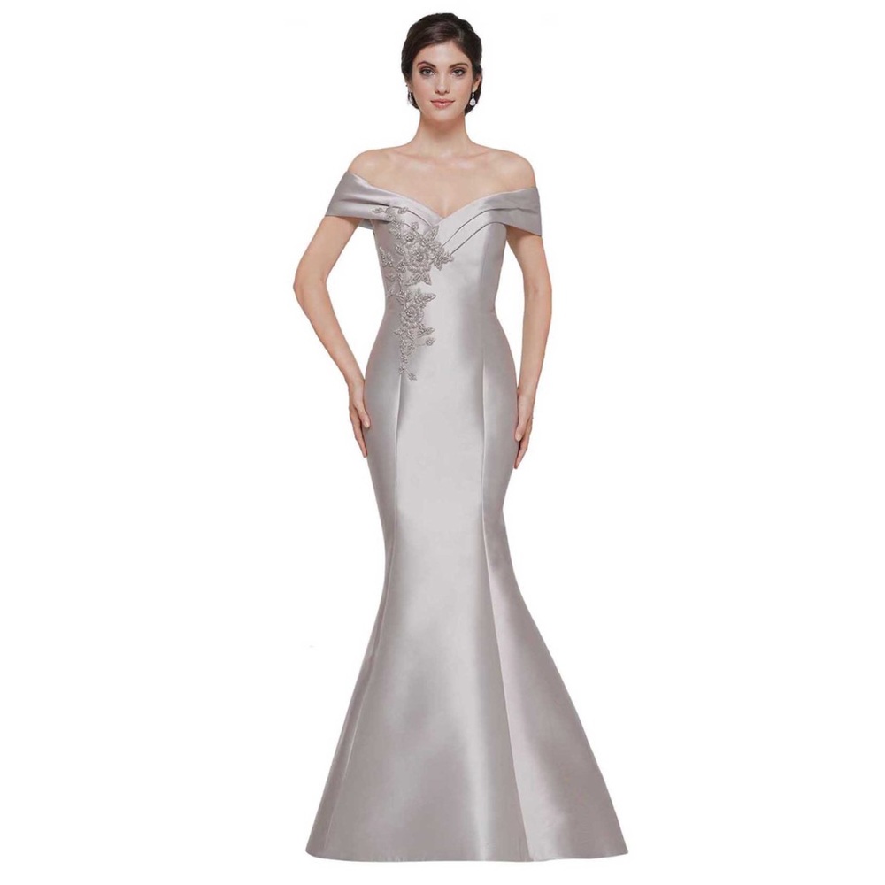 Rina diMontella Mermaid Gown style RD2602 in Taupe